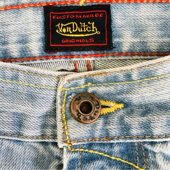 Von Dutch Light Blue Distressed Flare Jeans - Picture 5 of 16